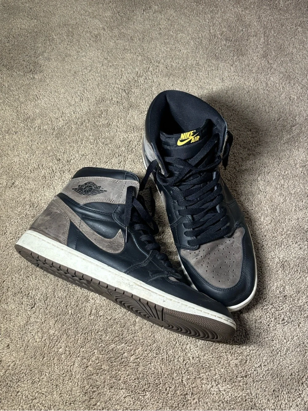 Jordan High-Top Sneakers in Black and Taupe